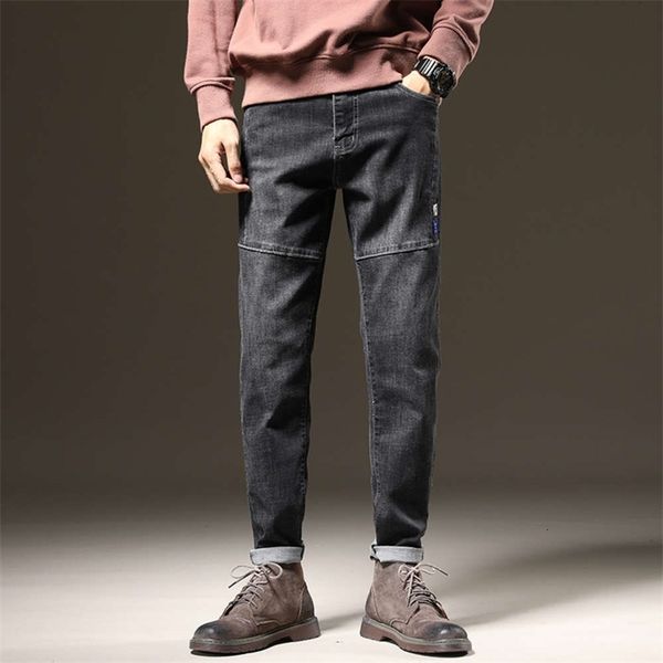 

men's jeans winter brand versatile comfortable feet korean fashion casual autumn and long pants 1lgh, Blue