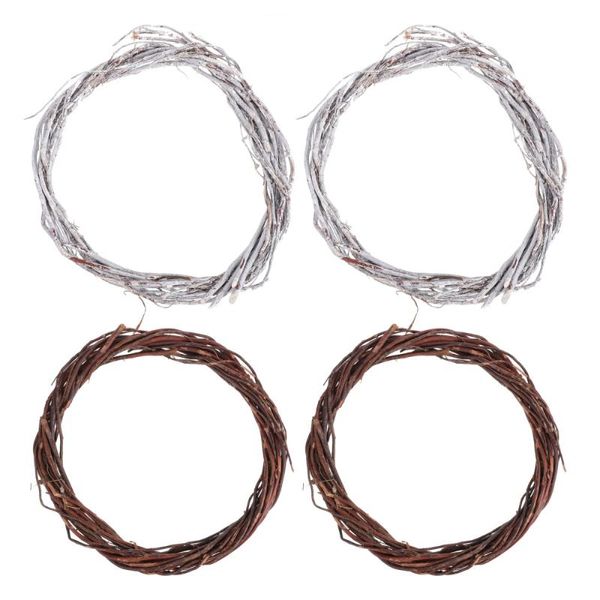 

decorative flowers & wreaths 4pcs diy rattan ring wreath christmas garland hanging
