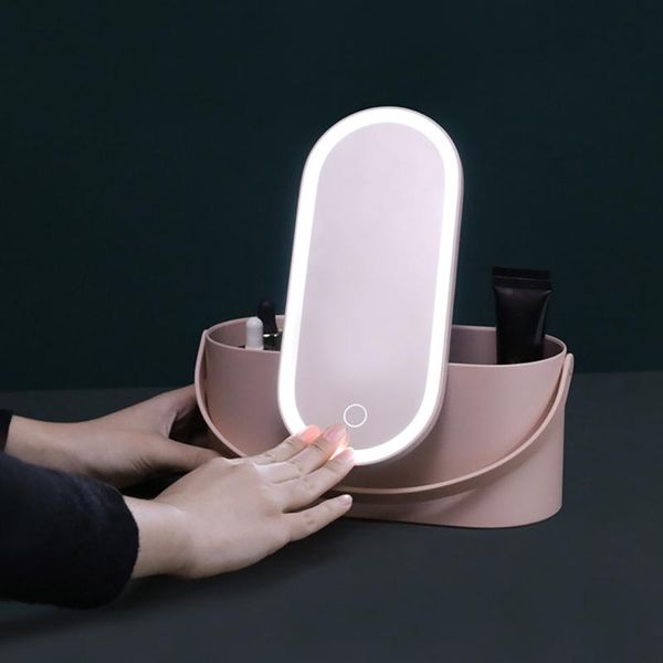 

storage boxes & bins cosmetic box led light makeup household dust-proof type skin care product organizer