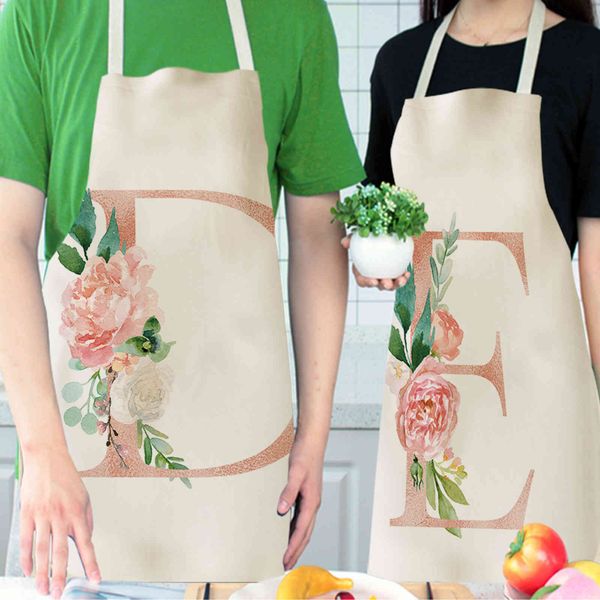 

apron 2021 digital printed flower letter cotton linen direct printable gift