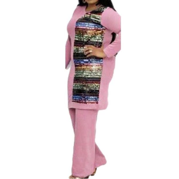

two piece set tracksuit women clothes african dresses dashiki sequins dress pant suits famous bazin jogging vetement femme 2021 ethnic cloth, Red