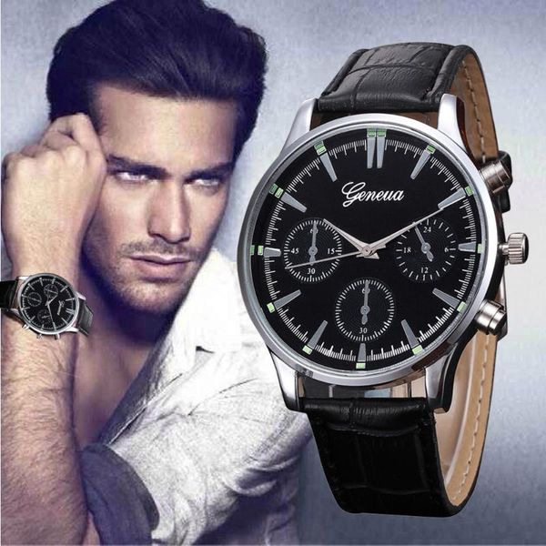

wristwatches men's business quartz watches mens retro design leather band analog alloy wrist watch bk casual for men, Slivery;brown