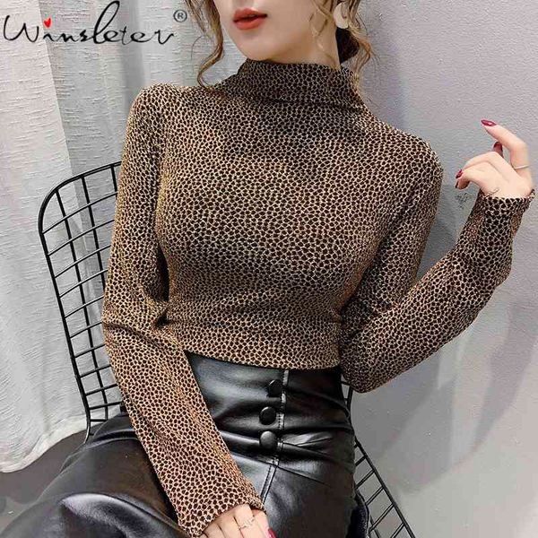 

women's t-shirt autumn winter european clothes t-shirt fashion shiny turtleneck women ropa mujer bottoming shirt stretchy tee, White