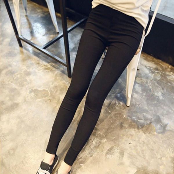 

women's pants & capris korean style pencil women high waist elastic skinny fashion ladies stretchy slim black trousers plus size pantal, Black;white