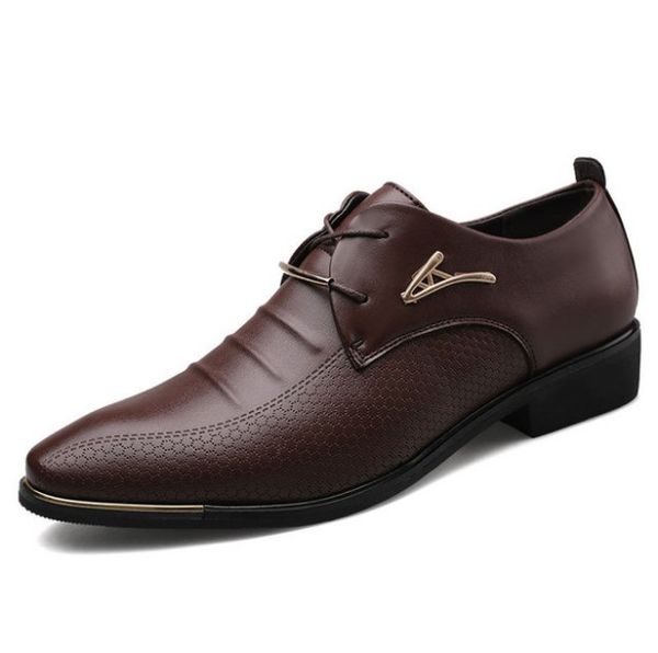 

men formal designer dress shoes pu leather business casual mens office wedding shoe male breathable oxfords luxurys boots big size 38-48, Black