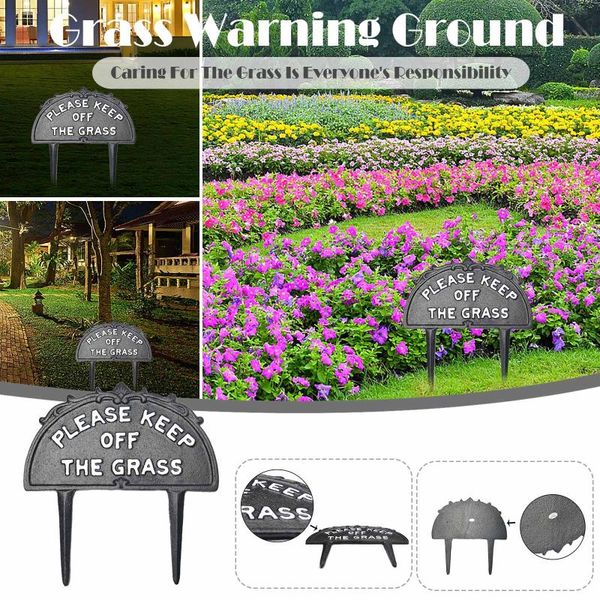 

home courtyard-cast iron garden decoration grass-warning sign ground insert yard decor sturdy stick to prohibited logo decorations
