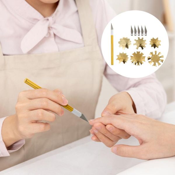 

nail art kits 1 set steel french tip cutter smile line spare blades for