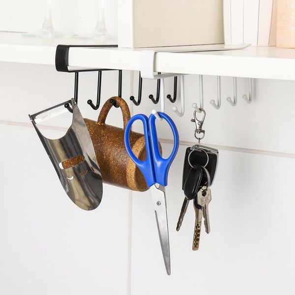 

hook 6 wrought iron cabinet storage rack multi-function closet finishing kitchen seamless and nail-hangers & racks