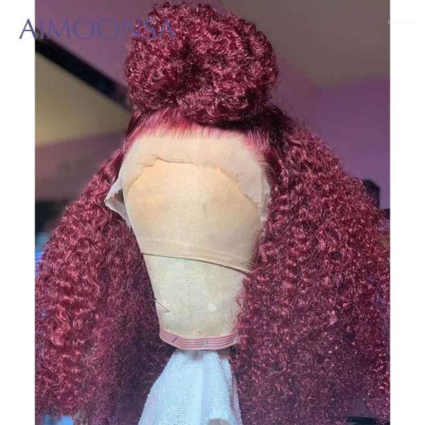 

burgundy lace front wig 99j kinky curly wigs 180 density pre plucked short bob human hair colored t part remy1, Black;brown