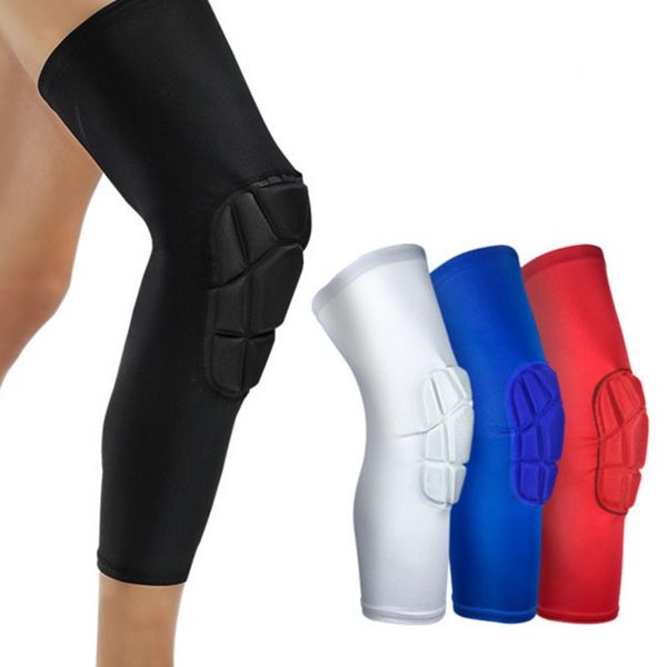 

compression leg sleeves honeycomb knee pads supports brace gym leggings running shin guard basketball football sports arm & warmers, Black