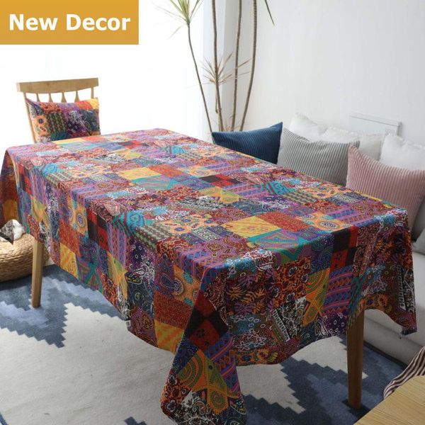 

table cloth bohemian linen tablecloth cover background kitchen dining party rectangular dinning