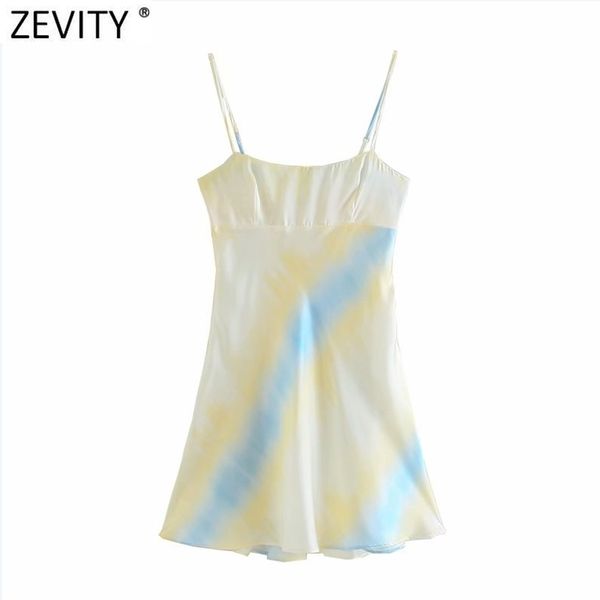 

women fashion colorful tie dyed printing soft satin sling mini dress chic female side zipper casual vestidos ds8290 210420, Black;gray