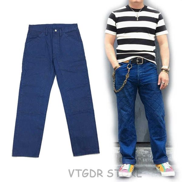 

men's jeans bob 12.5oz dong selvage indigo jean vintage motorcycle trousers straight fit, Blue
