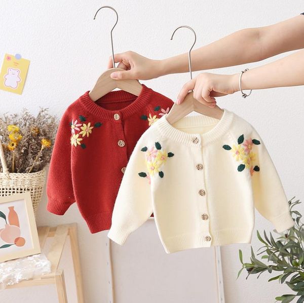 Neonate Cardigan Fiore stampato Cappotti lavorati a maglia Inverno Manica lunga Bambino Outwears Maglioni infantili Abbigliamento per bambini 3 Disegni BT4475