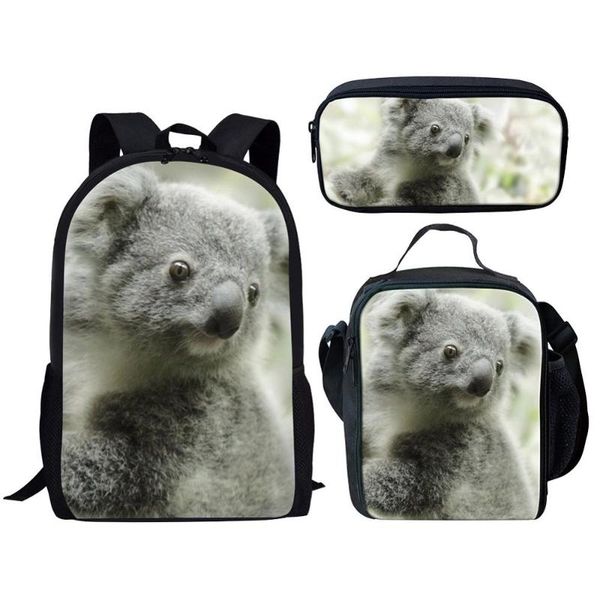 

3pcs children school bags for boys girls teenagers backpacks kids koala animal pattern schoolbags backpack mochila infantil