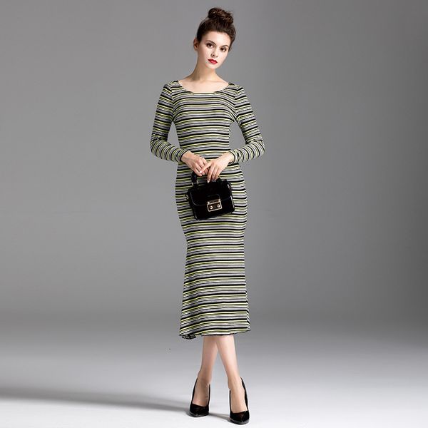 

casual dresses european temperament mistress of the office dressed as a shirt autumn bones striped maha trumpet/mermaid s-l dzrt, Black;gray