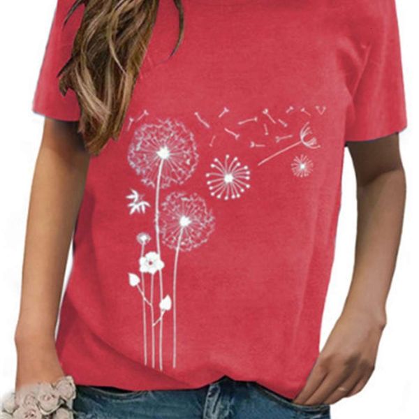 

women's t-shirt summer speed short sleeve round neck loose casual printed 4c8y, White