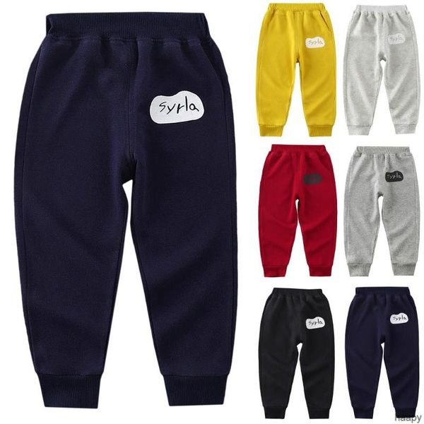 

trousers kids boys girls cotton sweat pant jogger casual plain color ha, Blue