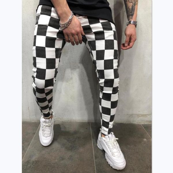 

mens joggers slim fits casual striped plaid pants trousers sweatpants streetwear gym suit sport skinny office s-2xl men's, Black