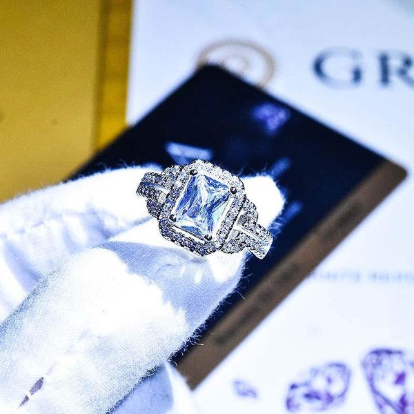 

wedding rings luxury women ring big square crystal zircon engagement anneaux female party jewelry romantic exquisite bijoux, Slivery;golden