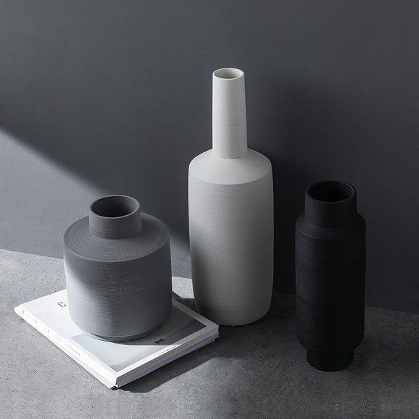 

vases nordic ins decoration hand-drawing model house ceramic ornaments black and white flower arrangement zen vase