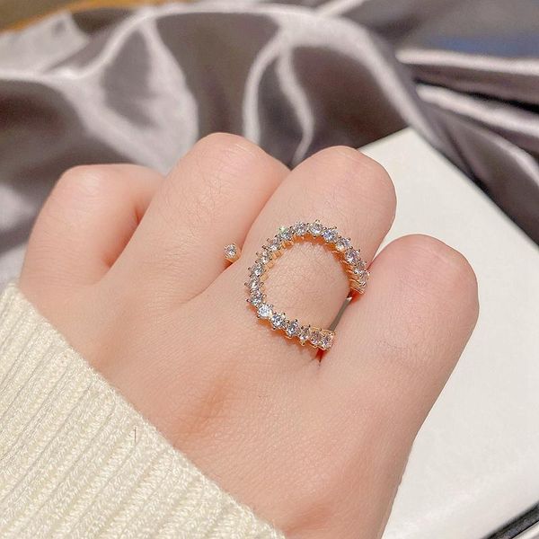 

cluster rings migga 2021 bling cubic zircon ring for women gold color cz crystal bague party accessories, Golden;silver