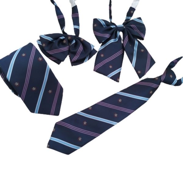 

college style tie double necktie, Black;blue