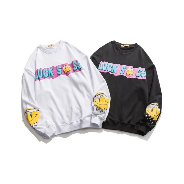 

city fanpin autumn new fashion brand lucky smile face men's sweater lovers' wear, Black