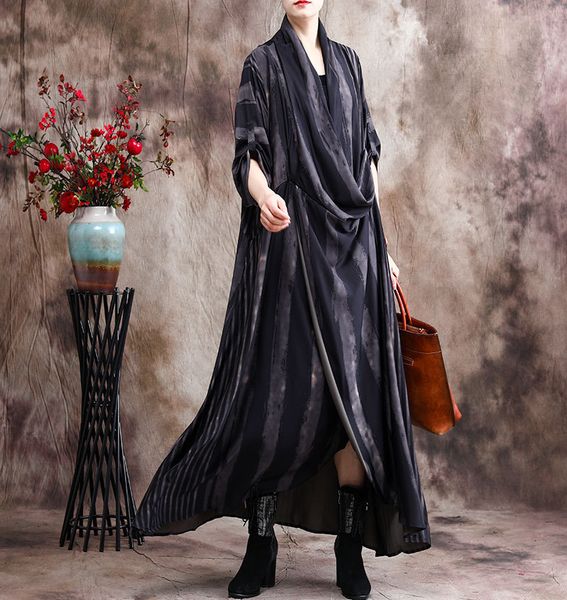 

2021 women with boho cleavage long chiffon frilly wrap sexy party maxi dress robe, Black;gray