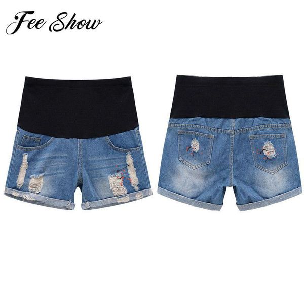 

maternity bottoms women shorts soft and comfy ftretch fabric with high waist fit belly elastic band pants suit for pregnant, White