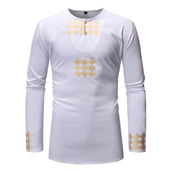 

pure color tribal pattern men's african big compress long-sleeved t shirt fashion novelty luxury comfortable light and breathable, White;black