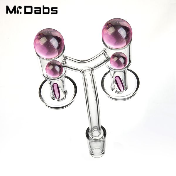 Cabeça dupla Terp Vácuo/quartzo Vácuo Banger Acessórios para Fumar 2 Terp Pérolas (grande, Médio) 1 Cápsula Bead 10mm 14mm 19mm Clear Joint for Glass Bong Dab Rig 834 835