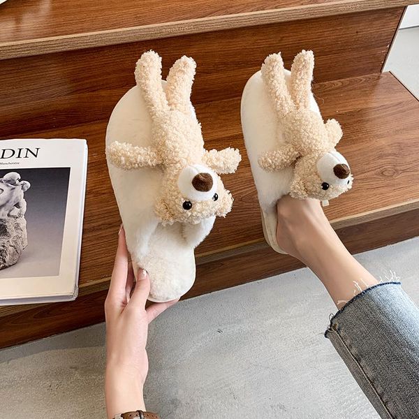 

slippers est shoes plush cotton house cartoons home soft fur comfortable, Black