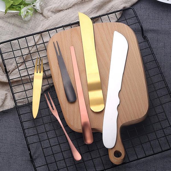 

baking & pastry tools 6-piece stainless steel cake fork shovel set for cakes at the party luxury purple fruit mini dessert