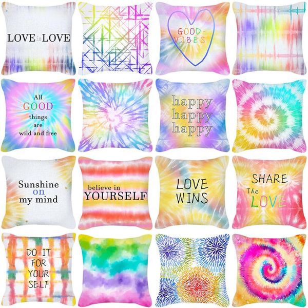 

pillow case household items sofa pillowcase watercolor tie-dye peach skin printing home textile dakimakura 45x45cm