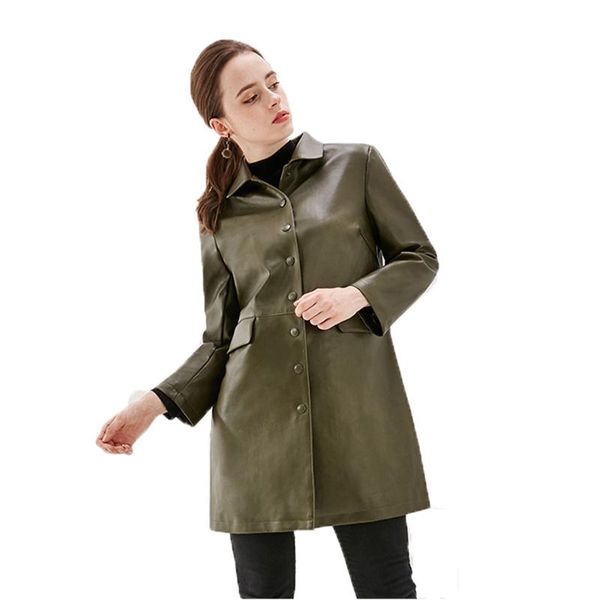 

women's leather & faux 2021 black red jacket women spring autumn plus size 5xl slim europe america fashion long coat gh598