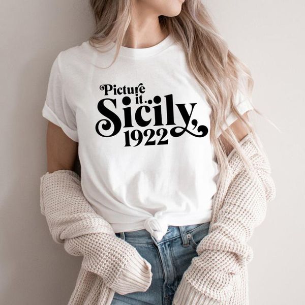 

women's t-shirt picture it sicily 1922 shirt golden girls retro 80's tv sitcom tees vintage women graphic t shirts, White