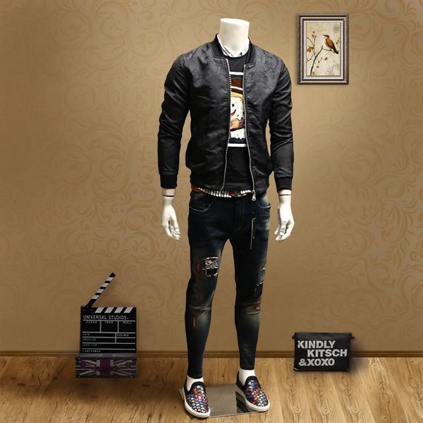 

men's jackets youth tide european station wild jacket casual, Black;brown