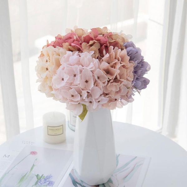 

decorative flowers & wreaths artificial pink hydrangea bouquet for home wedding decoration party room silk fake flower diy crafts