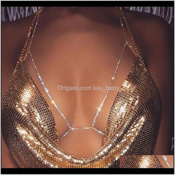 

drop delivery 2021 bikini bra chain women sparkle crystal rhinestone beach body jewelry fashion waist belly chains b4kve, Silver