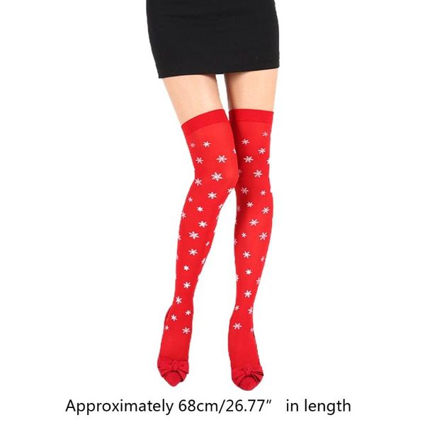 

socks & hosiery women christmas thigh high stockings snowflake santa claus pattern print silky over knee long holiday cosplay costume ., Black;white