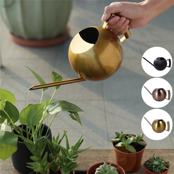 

watering equipments 1000ml gold stainless steel pot long mouth water garden kettle flower plants tool