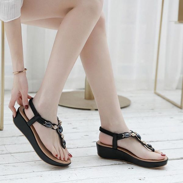

summer shoe sandalias mujer shoes woman sandals chaussures fashion zapatos de sandale femme ethnic, Black