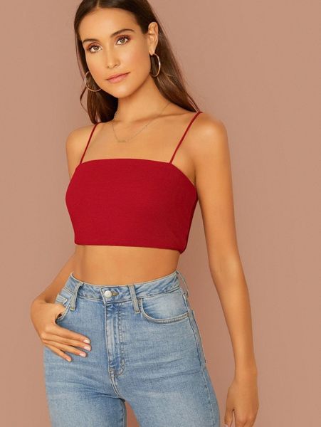 

solid cami crop k37l#, White