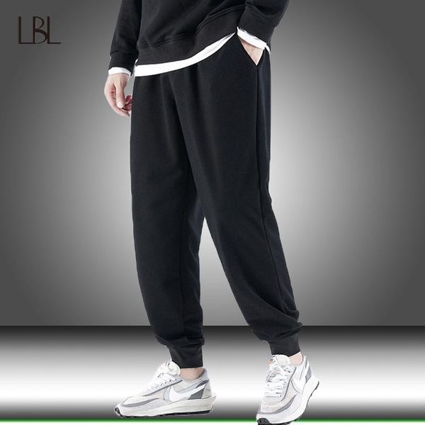 

mens casual tracksuit joggers sports cotton pants men bottoms breathable sweatpants trousers male elastic waist sportswear 4xl men's, Black