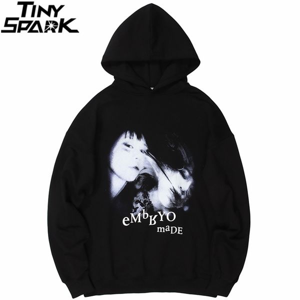 

hip hop streetwear hoodie sweatshirt illusion girl letter print pullover men harajuku cotton casual autumn hooded 220315, Black