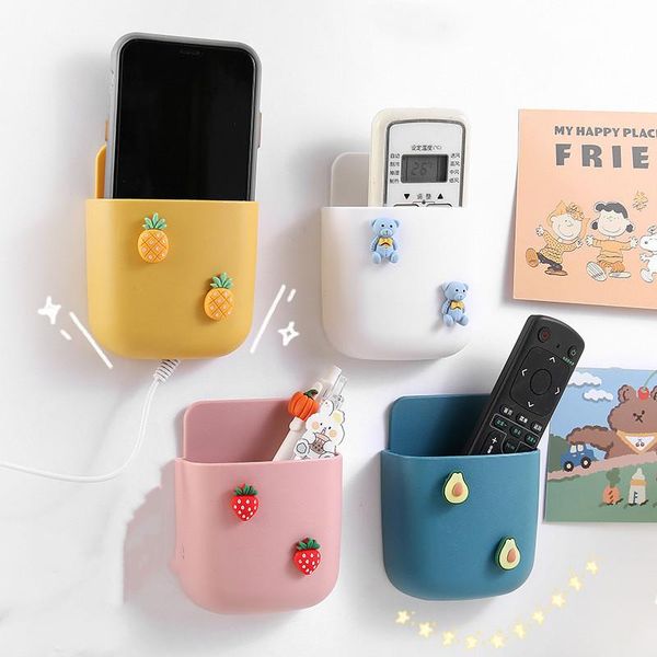 

cell phone mounts & holders cute storage box bedside hanger wall holder for cable earphones mobile pen makeup brush control remote lazy brac