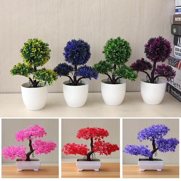 

decorative flowers & wreaths artificial plants potted bonsai green small trees fake party office table ornament for home garden decoration
