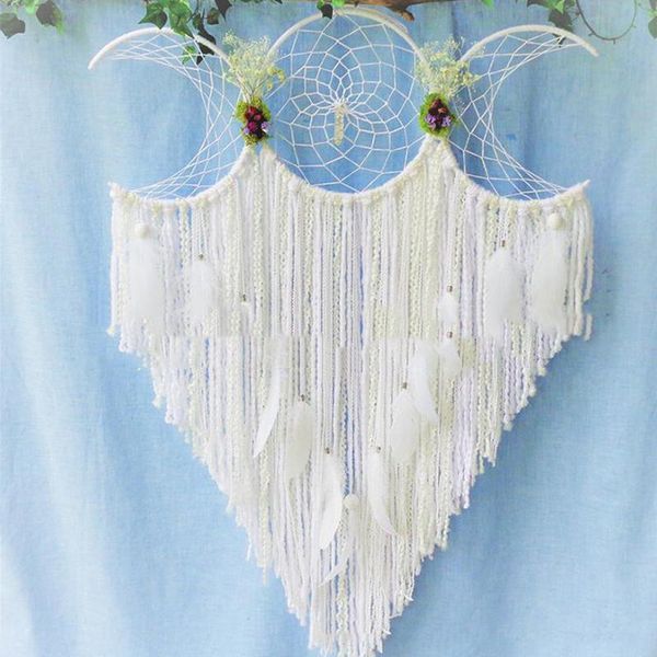 

decorative objects & figurines triple moon goddess macrame wall hanging boho half large dream catcher decor home bedroom chic decoration art