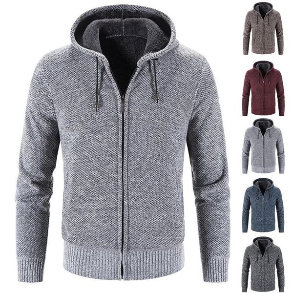 

men's sweaters mens hooded hoodies solid color long sleeve sweater coat casual winter jacket, White;black